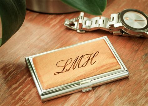 Personalized Engraved Business Card Holder .